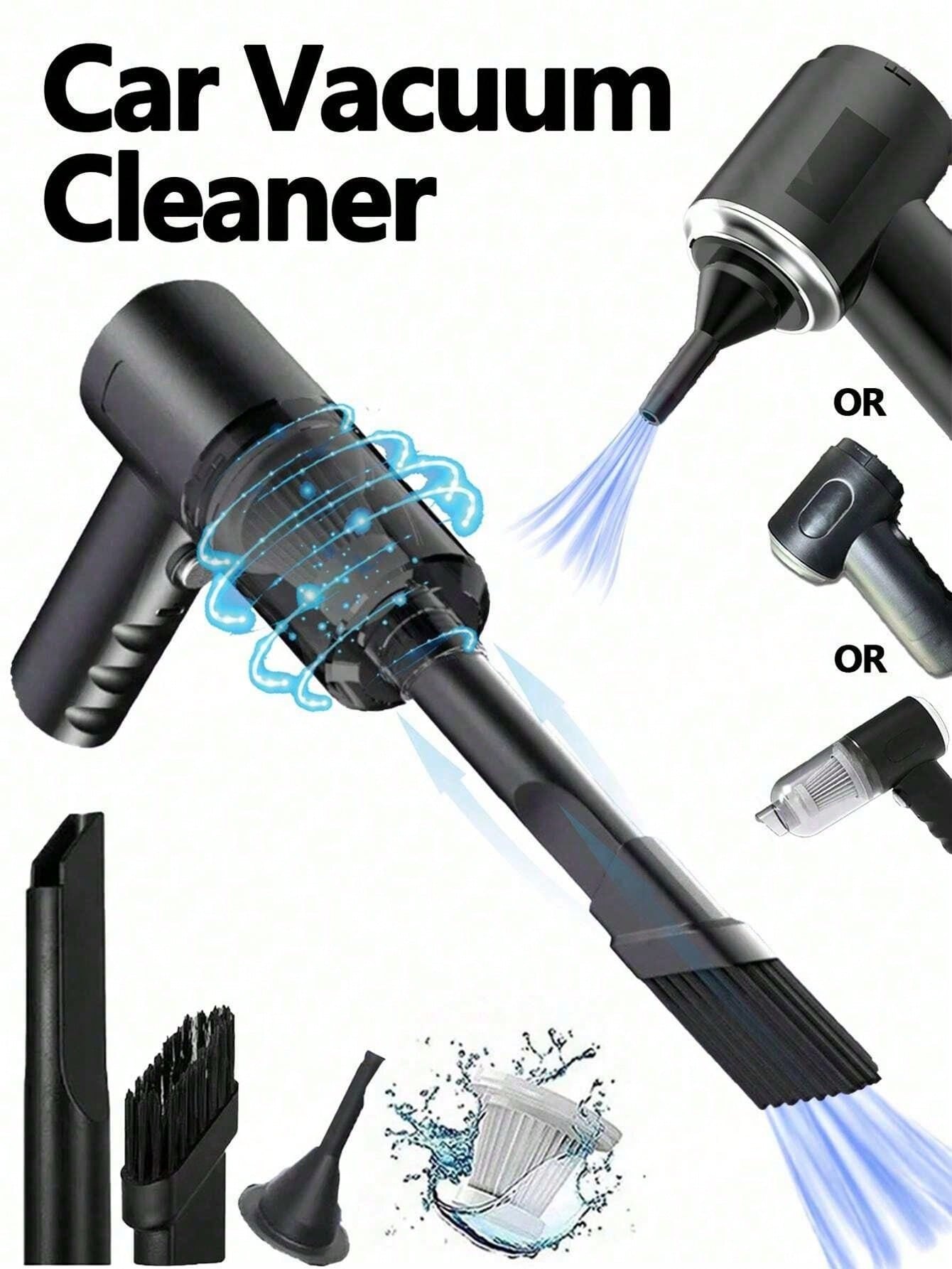 1pc Rechargeable Wireless Car Vacuum Cleaner, With Dual Filtration, Strong Suction, Portable Handheld Mini Dust Blower, Suitable For Home And Car