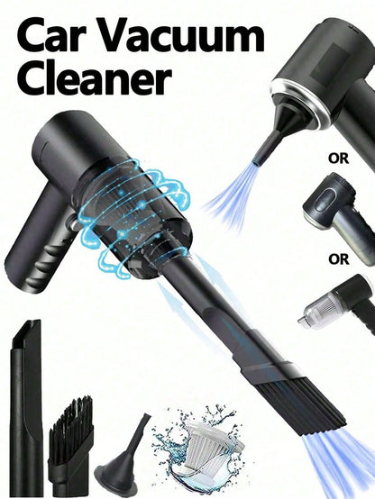 1pc Rechargeable Wireless Car Vacuum Cleaner, With Dual Filtration, Strong Suction, Portable Handheld Mini Dust Blower, Suitable For Home And Car