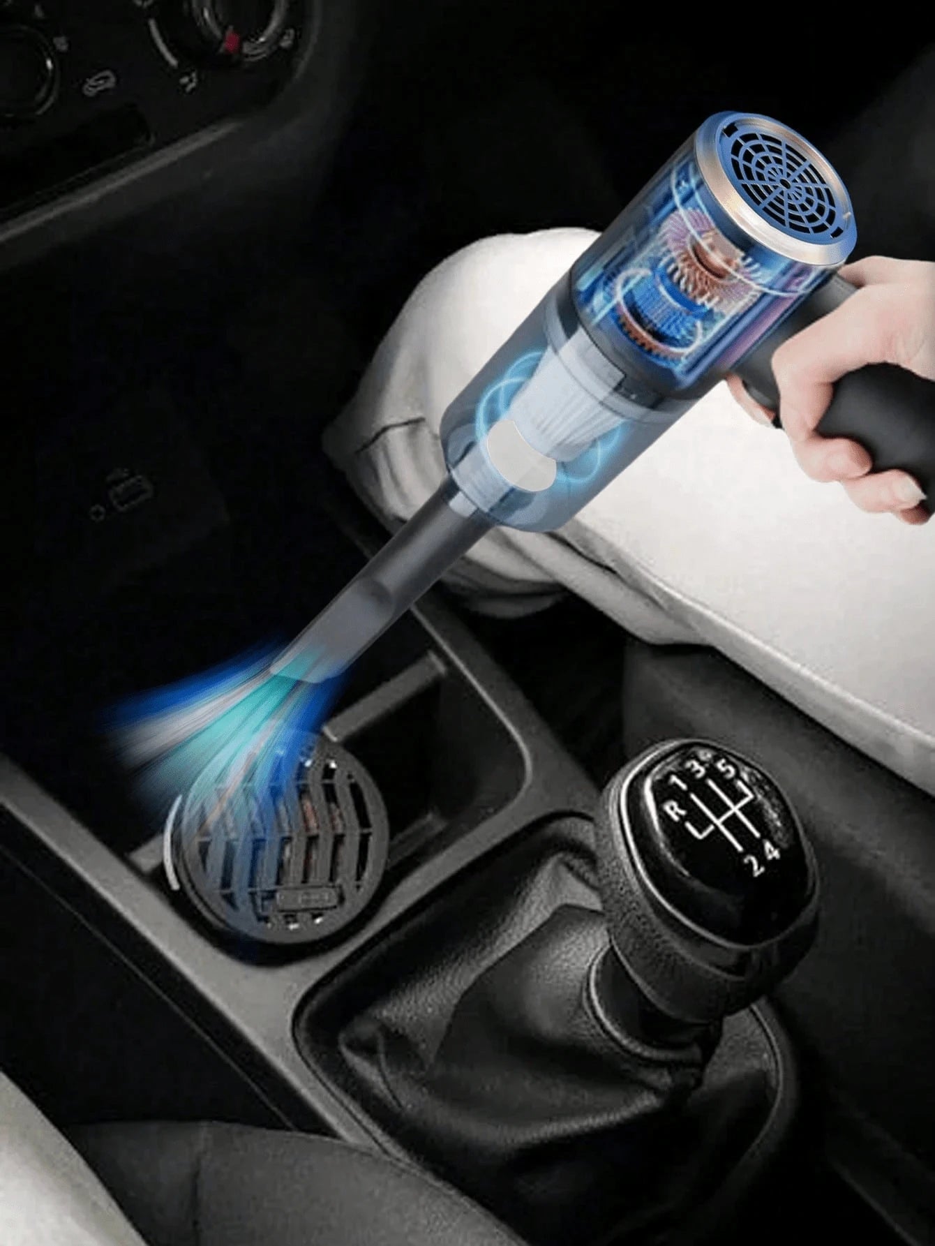 1pc Rechargeable Wireless Car Vacuum Cleaner, With Dual Filtration, Strong Suction, Portable Handheld Mini Dust Blower, Suitable For Home And Car