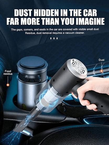 1pc Rechargeable Wireless Car Vacuum Cleaner, With Dual Filtration, Strong Suction, Portable Handheld Mini Dust Blower, Suitable For Home And Car
