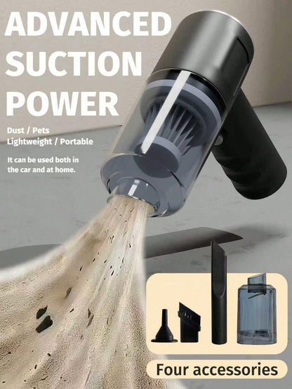 1pc Rechargeable Wireless Car Vacuum Cleaner, With Dual Filtration, Strong Suction, Portable Handheld Mini Dust Blower, Suitable For Home And Car