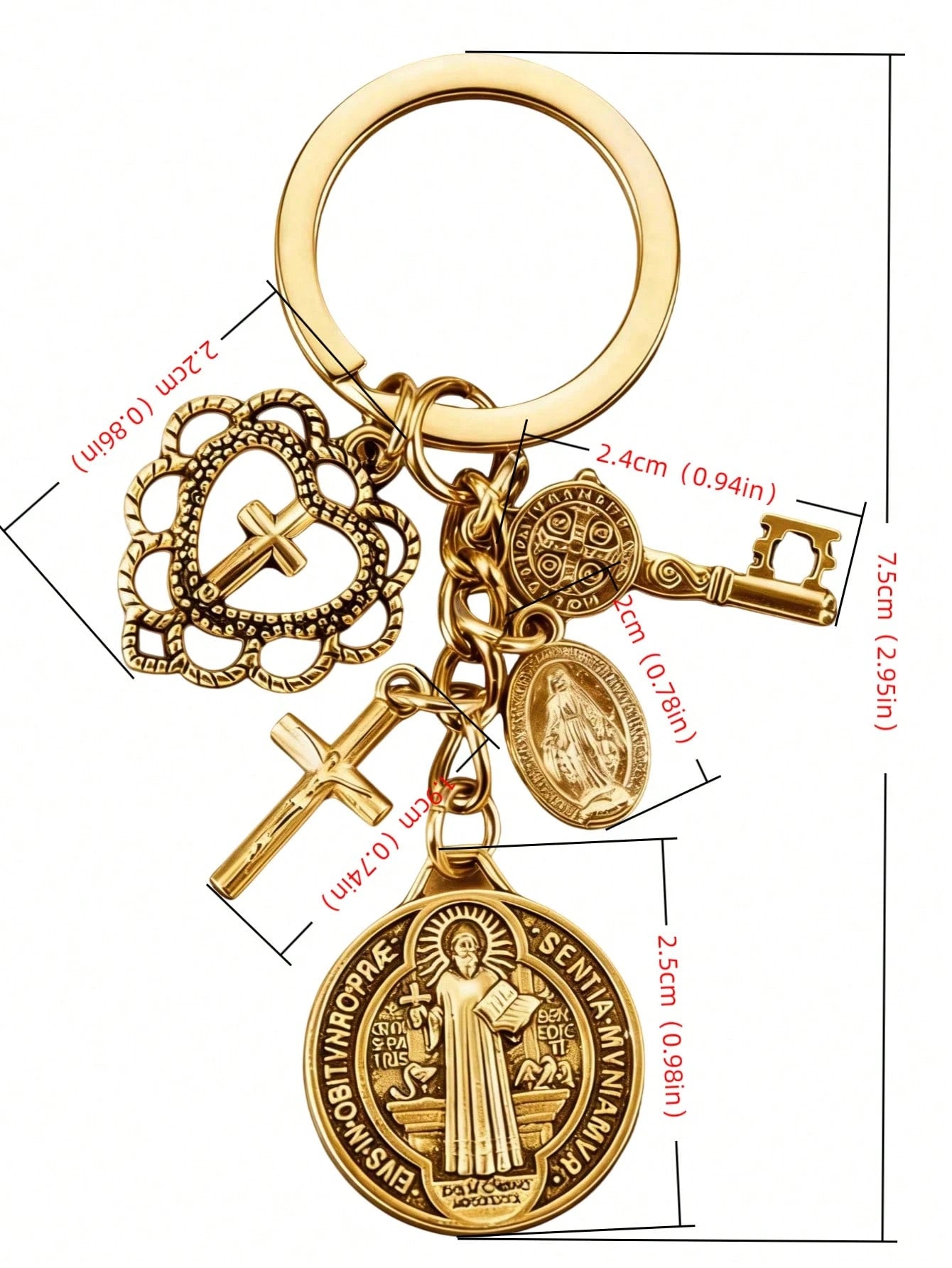 1pc Religious Theme Novelty Keychain| Cross Keychain, Hanging Decor Accessory, Comes With Various Attachments, Prayer Amulet, Can Decorate Bags And Phones, Car Accessory, Jewelry Keychain Pendant Mot