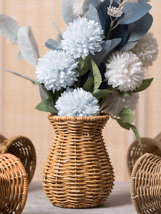 1pc Rustic Woven Rattan Flower Basket Vase- Perfect For Living Room & Bedroom Decor, Ideal Photo Prop,Home Decor,Flower Vase,Centerpiece,Table Decor