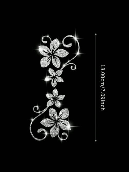 1pc Shiny Floral Car Sticker, Includes 4 Vine Pattern Designs. These Self-Adhesive Stickers Are Easy To Apply Without Residue, Suitable For Cars, Glass Surfaces, Laptops, And Plant Enthusiasts