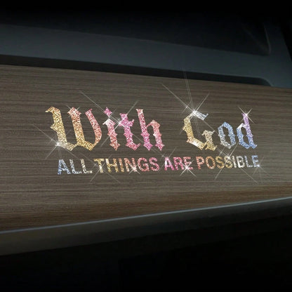 1pc Shiny Sticker "With God, Everything Is Possible"- Suitable For Car, Motorcycle, Truck, Laptop, Wall, Colorful Glitter No-Residue Sticker, Inspired By Religious Quote, Elegant Font Design, Seamles