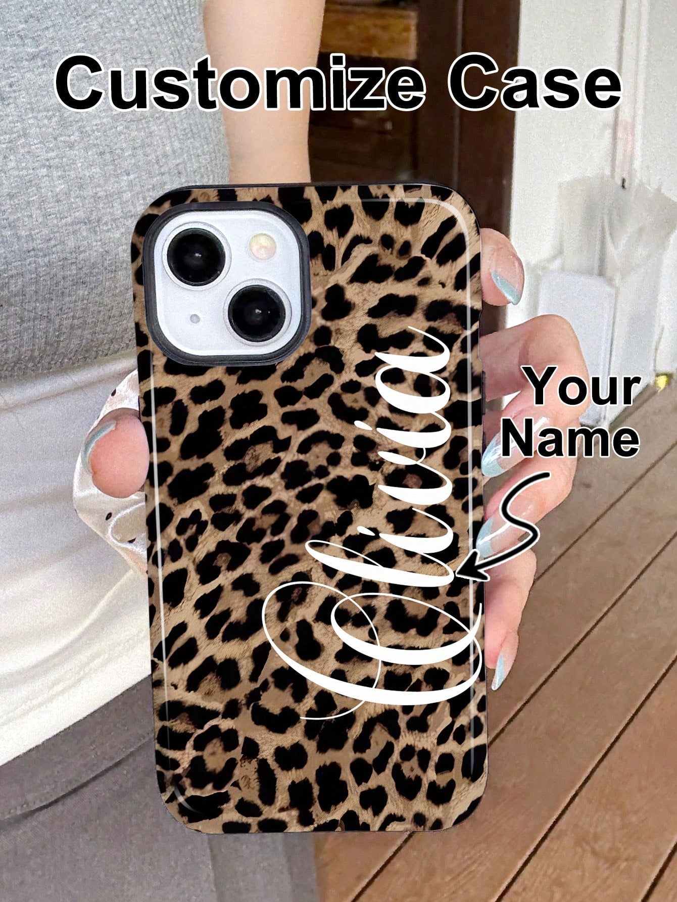 1pc Silver Winter Snowy Pine Tree Christmas Tree Print Phone Case Compatible With Apple 18Promax/11/12/13/14plus/15/16/17pro