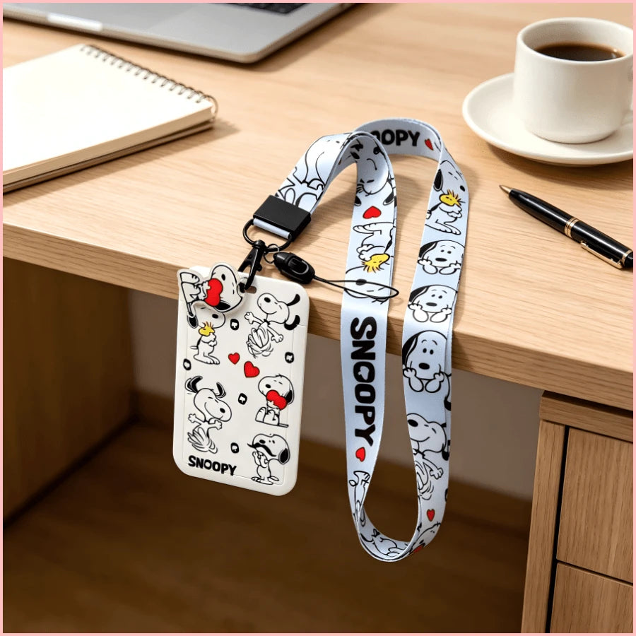 1pc Snoopy Card Holder Lanyard Set, Suitable For Office, School Supplies, Birthday, Holiday And Back To School Gifts, Badge Holder