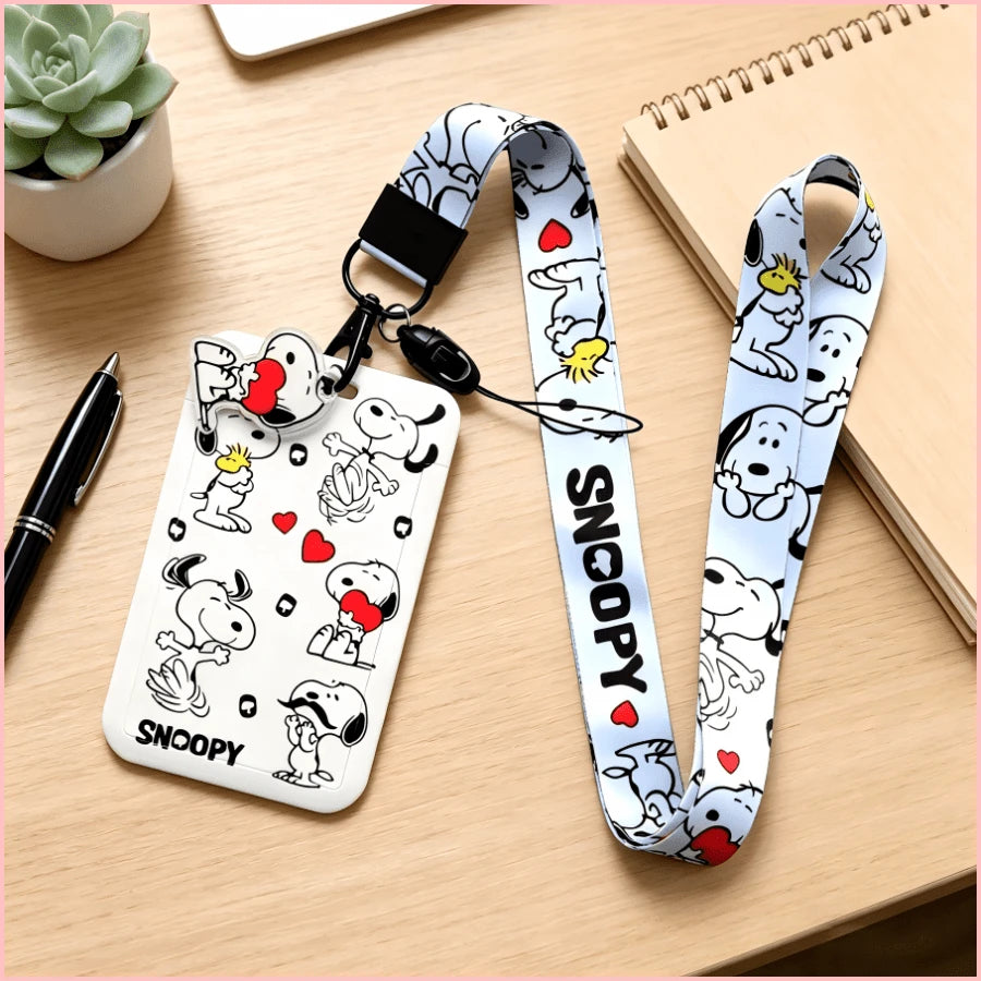1pc Snoopy Card Holder Lanyard Set, Suitable For Office, School Supplies, Birthday, Holiday And Back To School Gifts, Badge Holder