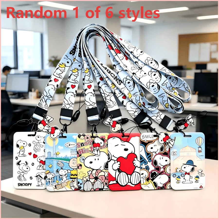 1pc Snoopy Card Holder Lanyard Set, Suitable For Office, School Supplies, Birthday, Holiday And Back To School Gifts, Badge Holder