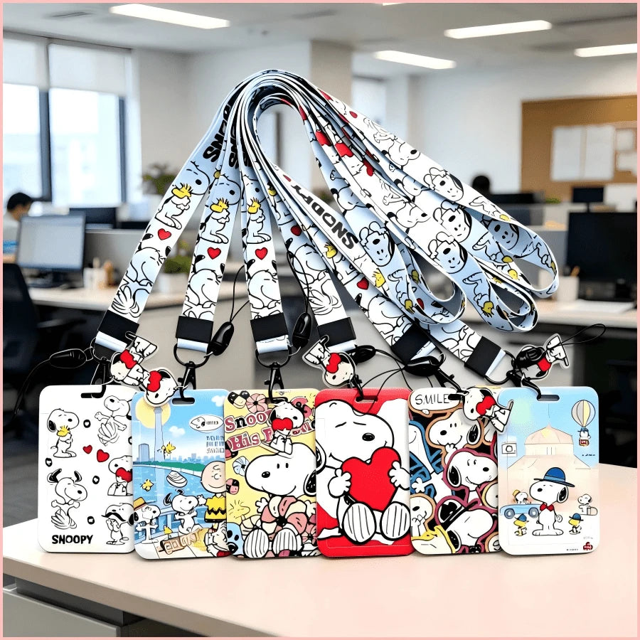 1pc Snoopy Card Holder Lanyard Set, Suitable For Office, School Supplies, Birthday, Holiday And Back To School Gifts, Badge Holder