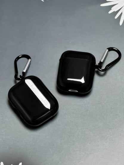 1pc Solid Black Headphone Case With Carabiner Clip, Compatible With Apple 1/2, Pro 3, Pro 2, Pro 3
