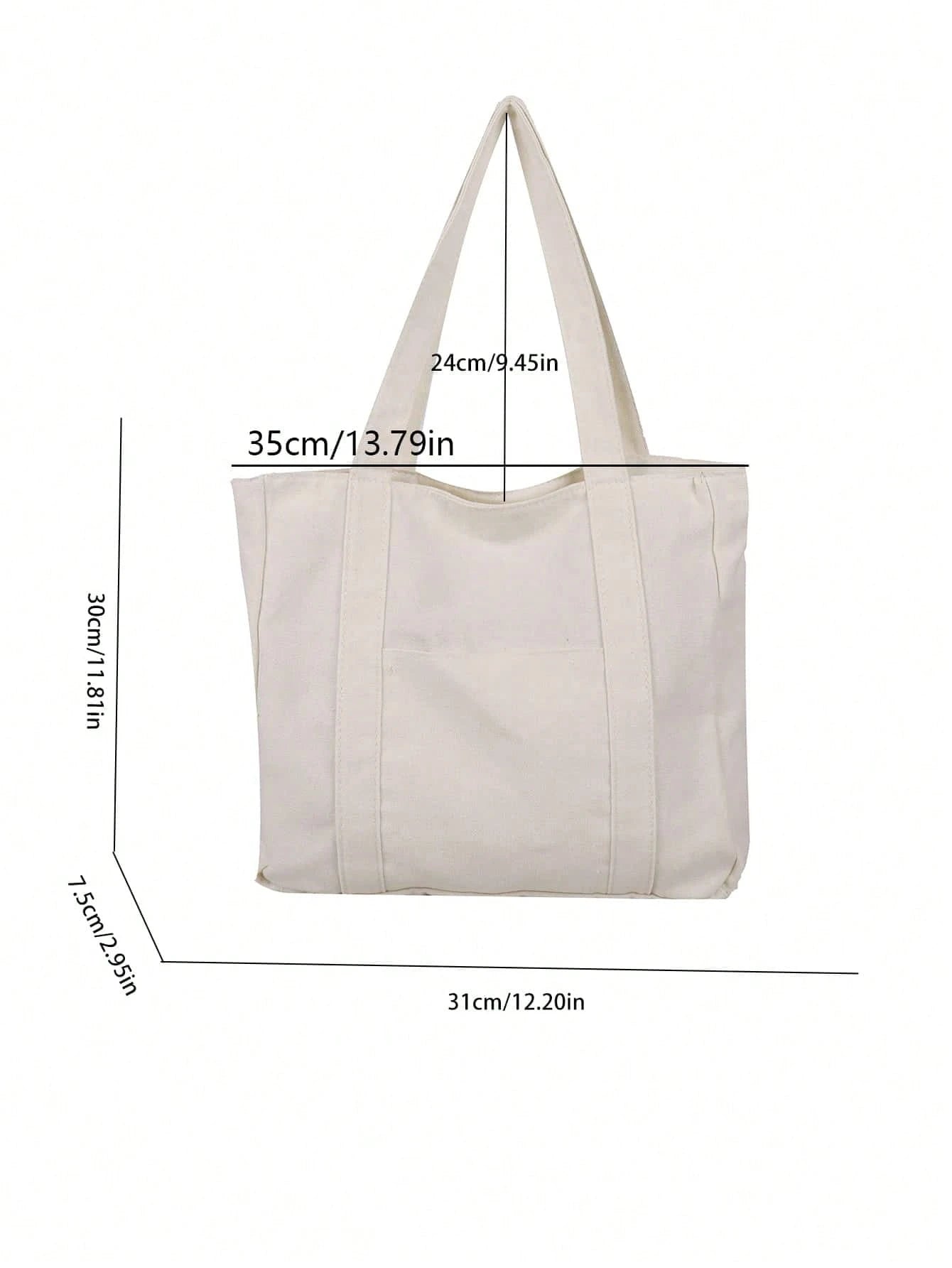 1pc Solid Color Canvas Shoulder Bag For Women, Spring & Summer Style, Large Capacity, Casual & Tote Bag