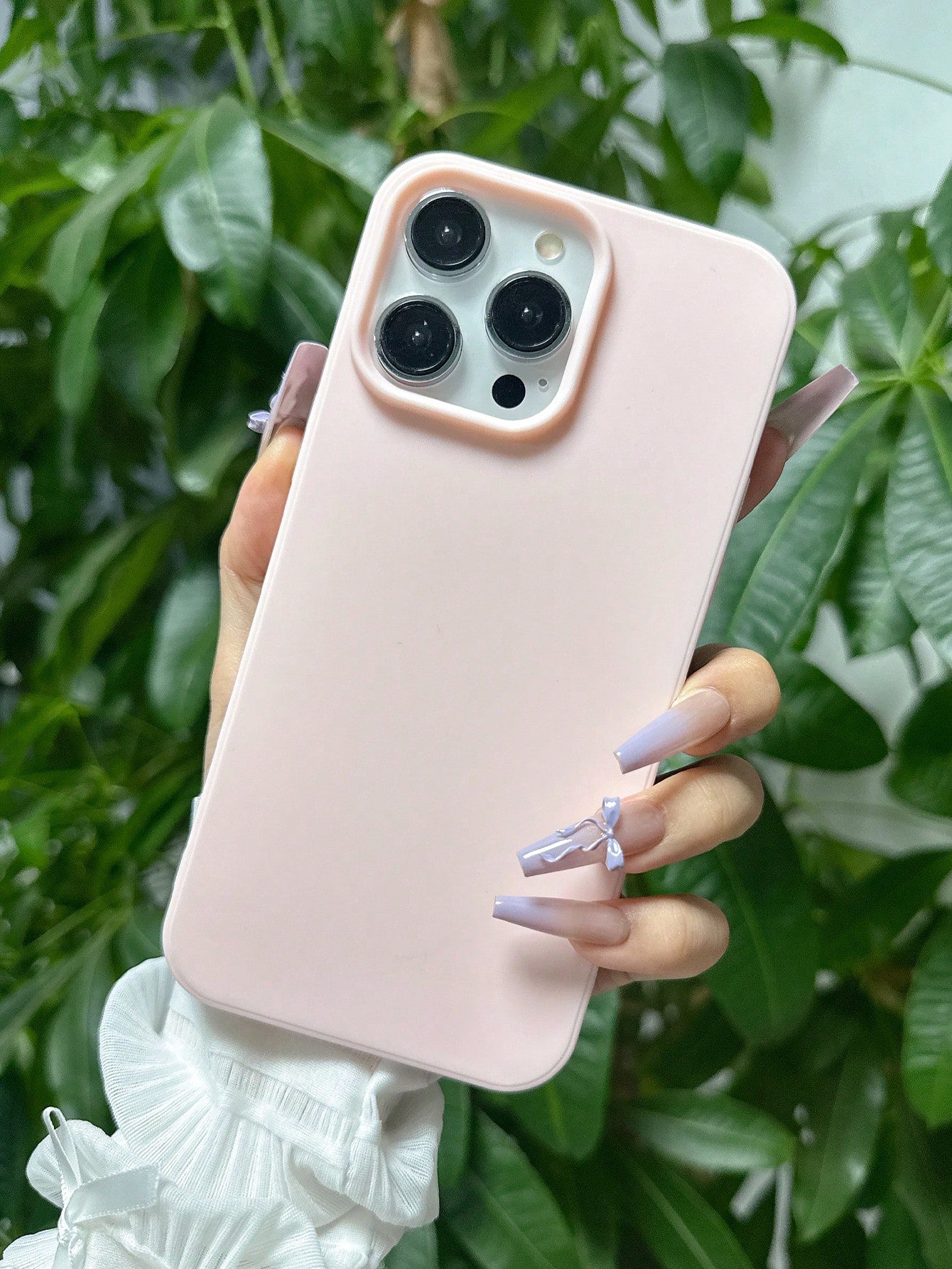 1pc Solid Color Light Pink Phone Case Compatible With IPhone 16 Pro Max, 11/12/13/14 Plus, 7/8 Plus, XR/7/8 Plus, 15 Pro Max, Shockproof Protective Cover Waterproof Anti-Fall Scratch Resistant Spring