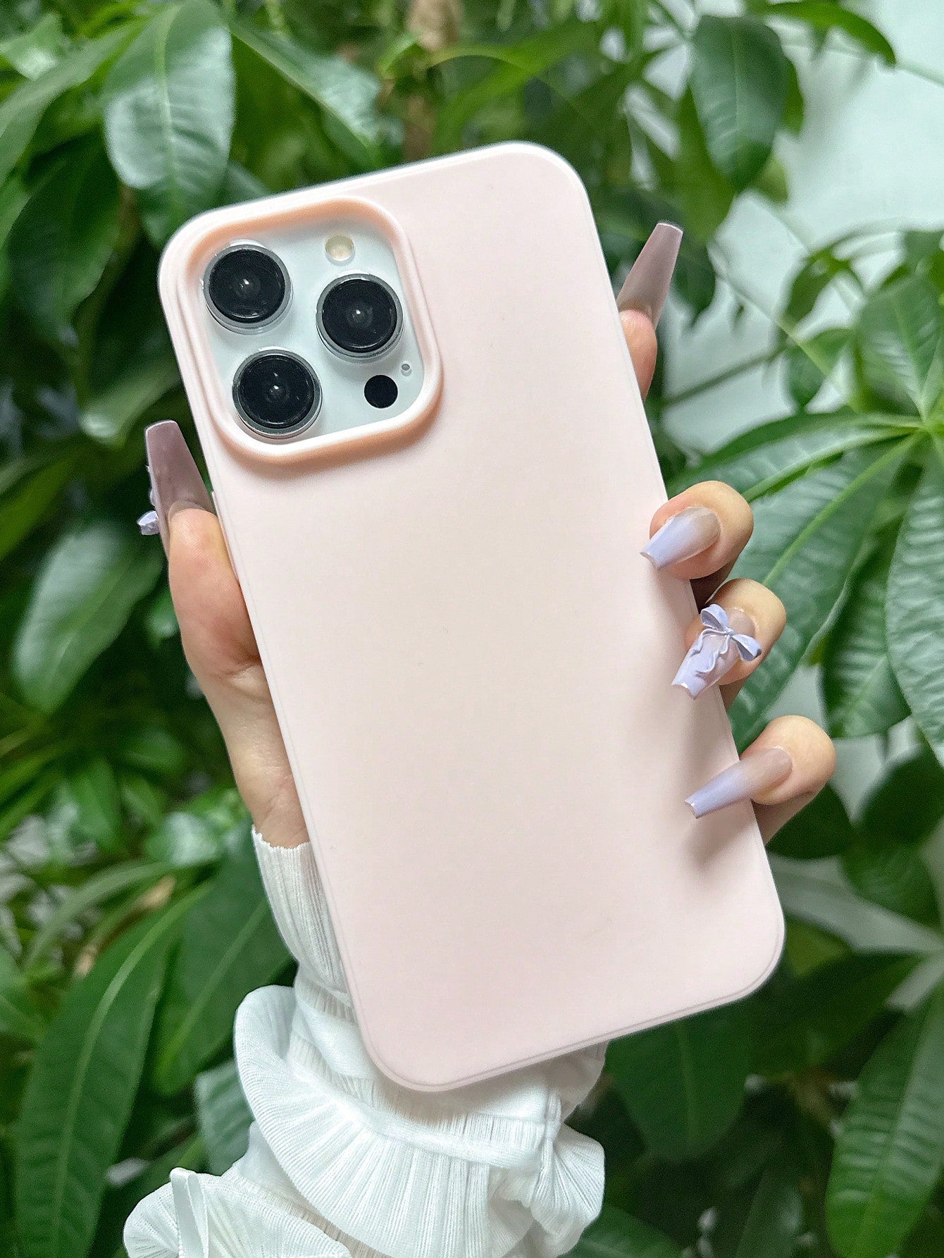1pc Solid Color Light Pink Phone Case Compatible With IPhone 16 Pro Max, 11/12/13/14 Plus, 7/8 Plus, XR/7/8 Plus, 15 Pro Max, Shockproof Protective Cover Waterproof Anti-Fall Scratch Resistant Spring