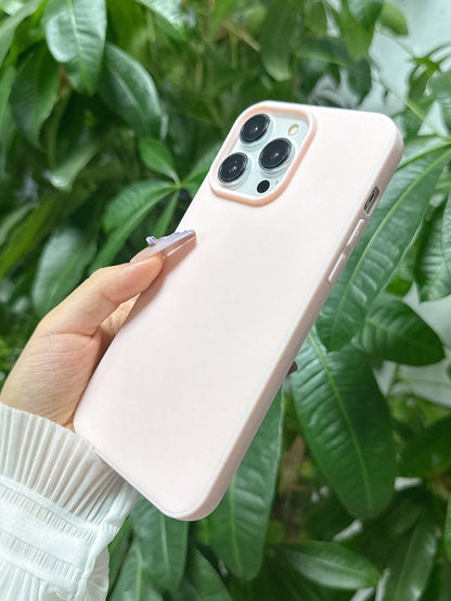 1pc Solid Color Light Pink Phone Case Compatible With IPhone 16 Pro Max, 11/12/13/14 Plus, 7/8 Plus, XR/7/8 Plus, 15 Pro Max, Shockproof Protective Cover Waterproof Anti-Fall Scratch Resistant Spring