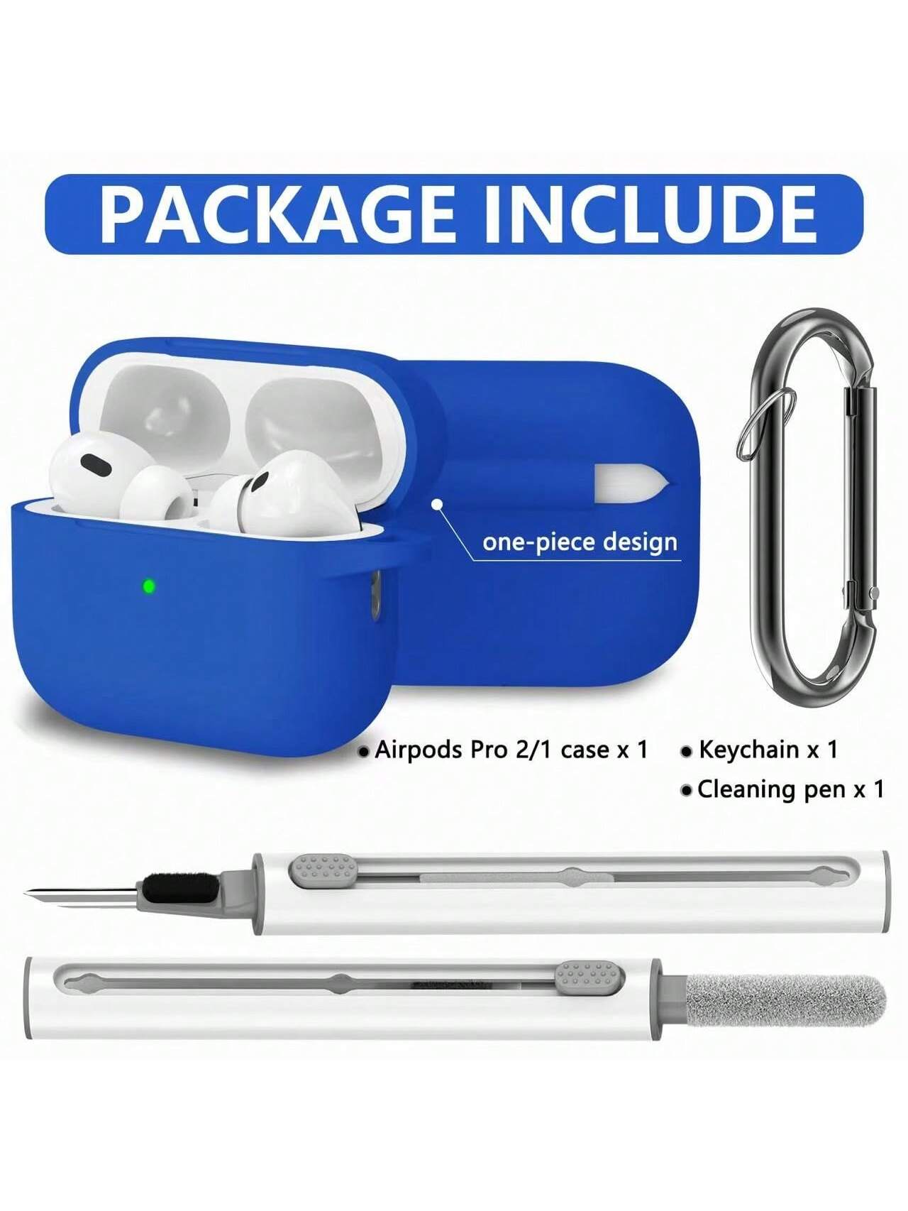 1pc Solid Color Silicone Protective Case With Carabiner Strap And Cleaning Brush