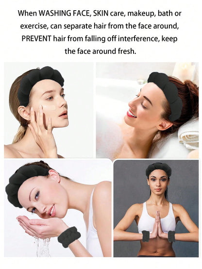 1PC Sponge Headband Wrist Band Yoga Running Skin Care Moisture Wicking Hair Band Facial Mask Cleaning And Exercise Neutral Fitness And Beauty Accessories Fashion Gym Self Care Bathroom Necessities Hai