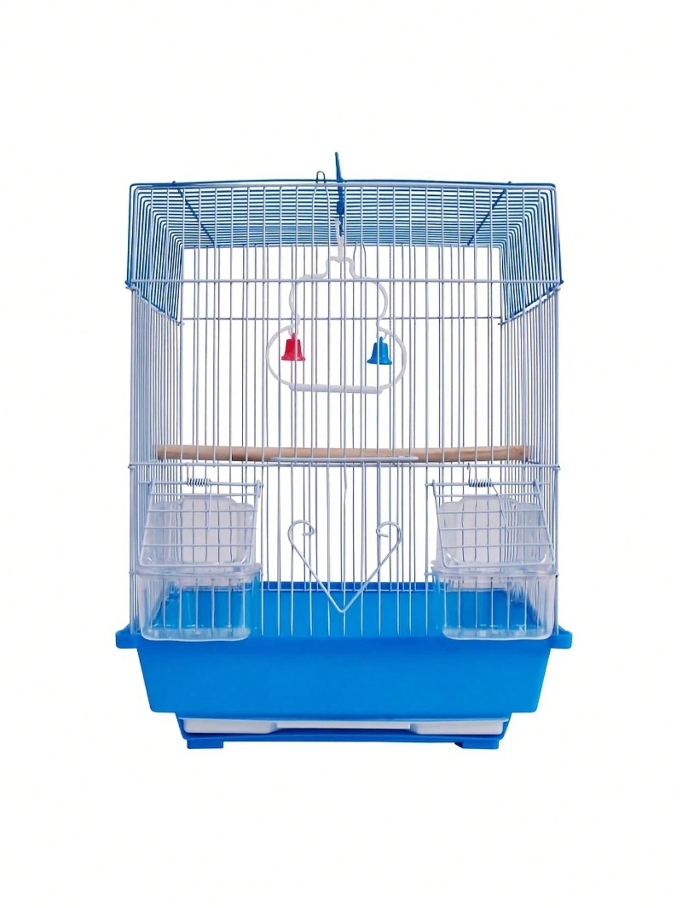 1pc Square Bird Cage Roof With Handle- Home Or Travel Carrying Cage, Small Bird Accessories, Easy Storage, Suitable For Canaries, Budgies, Finches, Cockatiels, Etc.- Blue And White Color