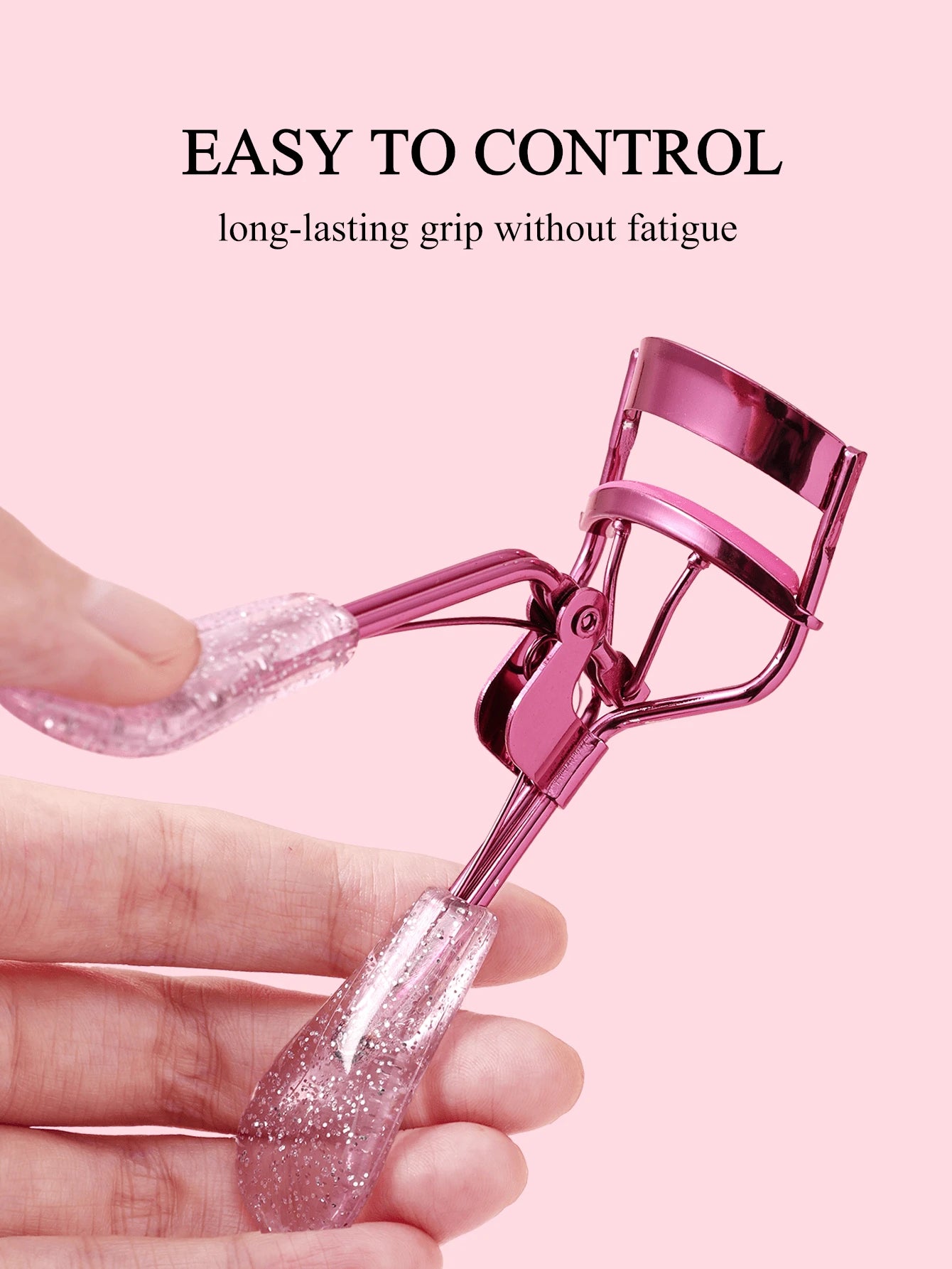 1pc Stainless Steel Eyelash Curler With Transparent Glitter Handle, Natural Curl, Easy Styling Without Damaging Hair, Makeup Tool, Suitable For Commercial And Home Use, Travel Portable, Vanity Essenti