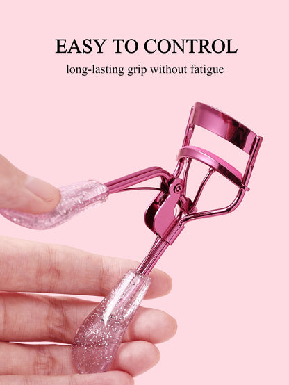 1pc Stainless Steel Eyelash Curler With Transparent Glitter Handle, Natural Curl, Easy Styling Without Damaging Hair, Makeup Tool, Suitable For Commercial And Home Use, Travel Portable, Vanity Essenti