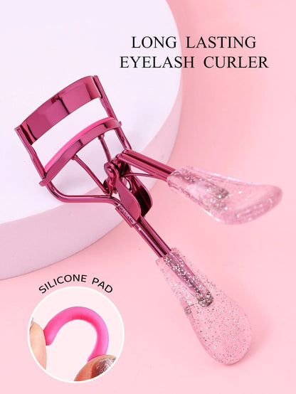 1pc Stainless Steel Eyelash Curler With Transparent Glitter Handle, Natural Curl, Easy Styling Without Damaging Hair, Makeup Tool, Suitable For Commercial And Home Use, Travel Portable, Vanity Essenti