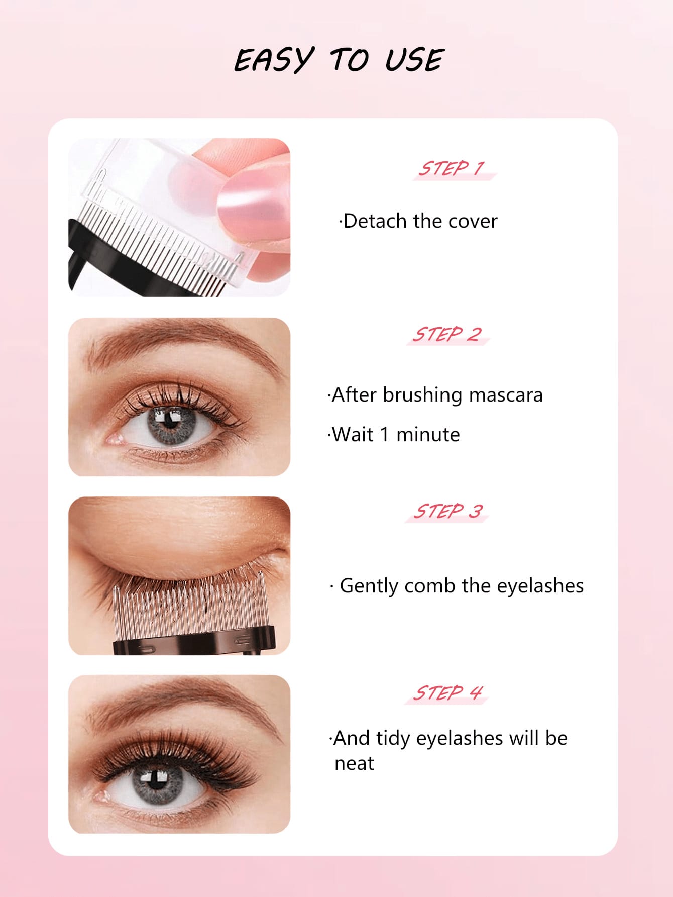 1pc Stainless Steel Eyelash Curler With Transparent Glitter Handle, Natural Curl, Easy Styling Without Damaging Hair, Makeup Tool, Suitable For Commercial And Home Use, Travel Portable, Vanity Essenti