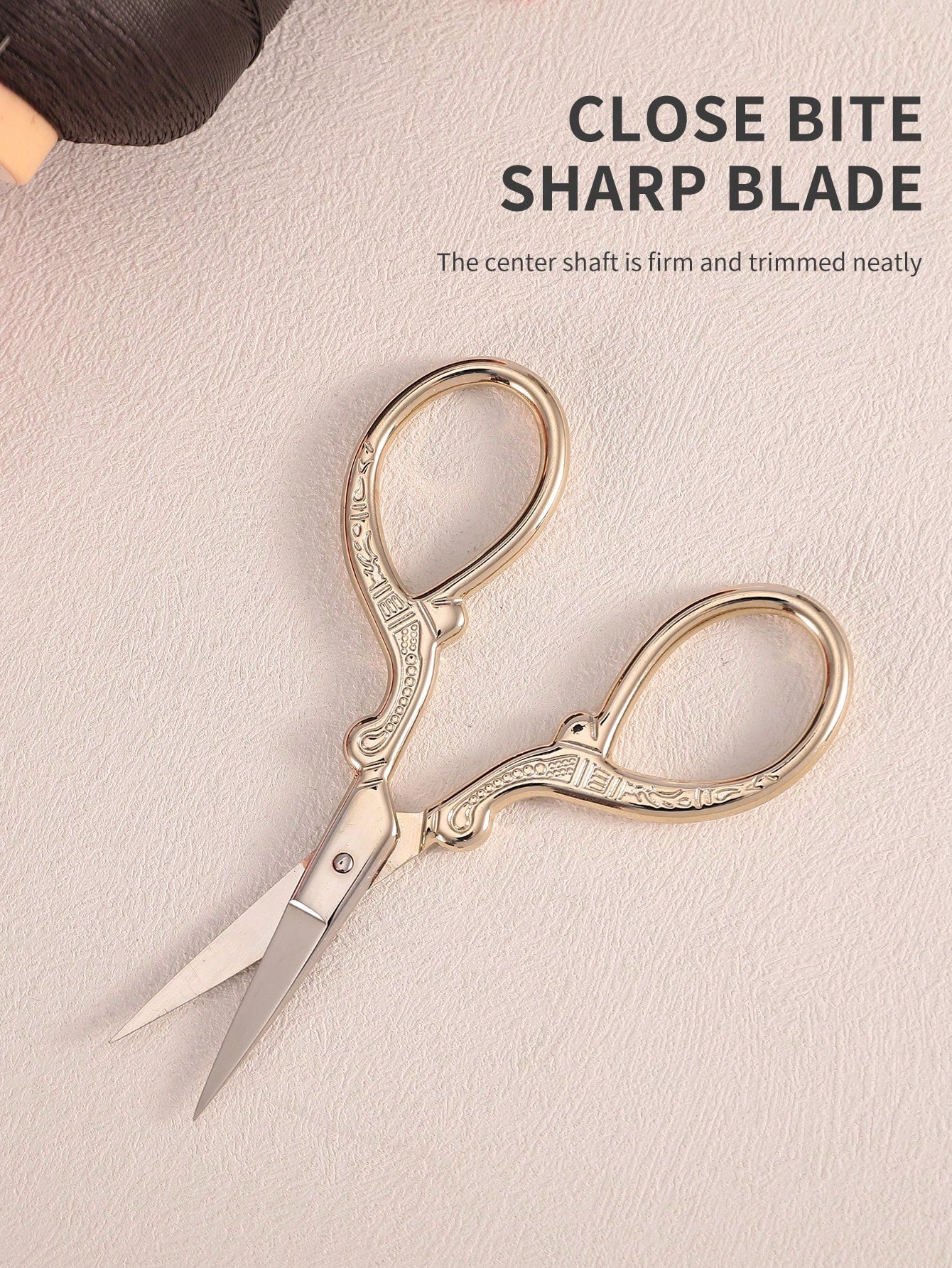 1pc Stainless Steel Gold Straight Tip Precision Scissors, Multipurpose Vintage Beauty Embroidery Trimming Scissors Suitable For Facial Hair, Eyebrow, Eyelash, Mustache, Nose- Perfect For Home, Travel
