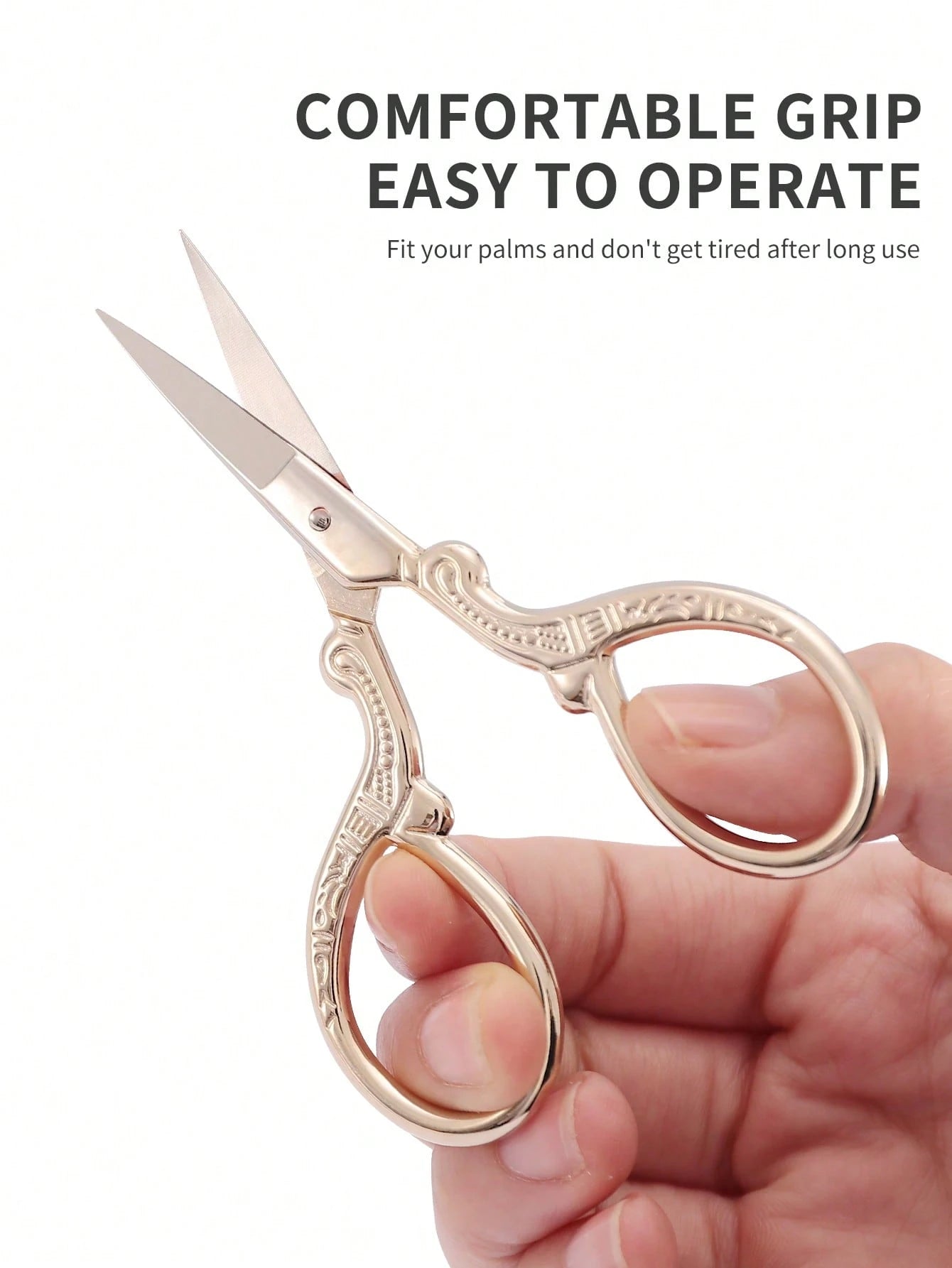 1pc Stainless Steel Gold Straight Tip Precision Scissors, Multipurpose Vintage Beauty Embroidery Trimming Scissors Suitable For Facial Hair, Eyebrow, Eyelash, Mustache, Nose- Perfect For Home, Travel