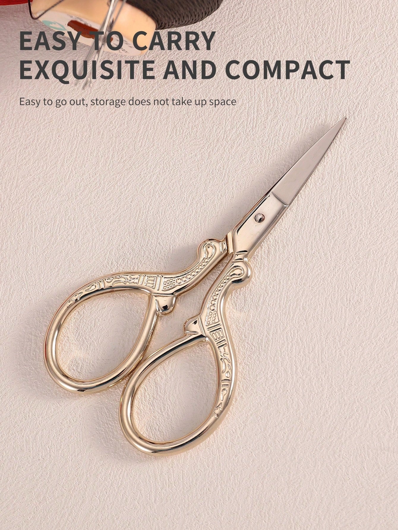 1pc Stainless Steel Gold Straight Tip Precision Scissors, Multipurpose Vintage Beauty Embroidery Trimming Scissors Suitable For Facial Hair, Eyebrow, Eyelash, Mustache, Nose- Perfect For Home, Travel