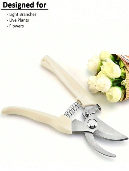 1pc Stainless Steel Pruning Shears, With Alloy Steel Blades, Sharp Bypass And Straight Blades Garden Scissors, Suitable For Plants, Flowers And Fruit Trees, Comfortable Grip, Ideal Gardening Gift For
