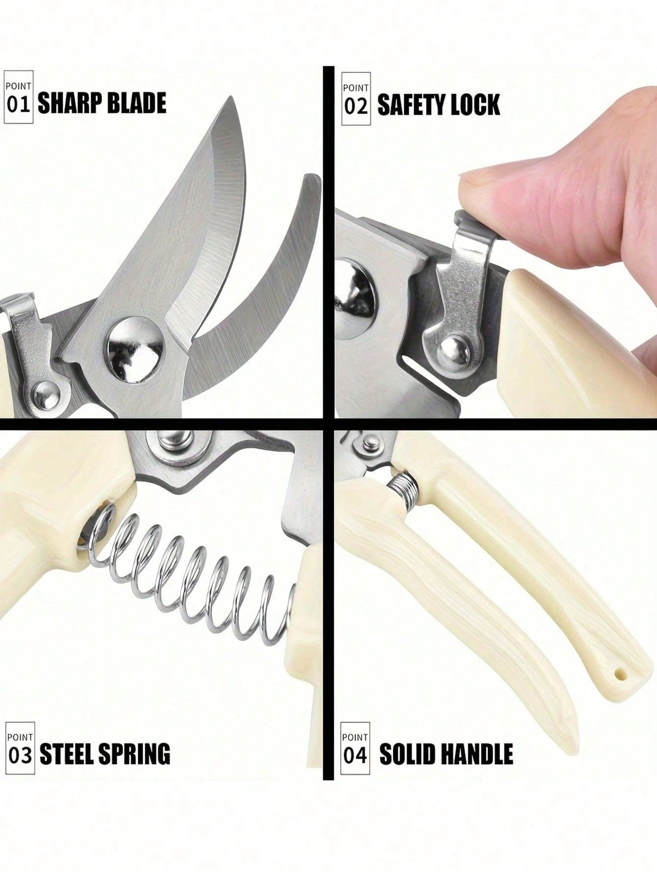 1pc Stainless Steel Pruning Shears, With Alloy Steel Blades, Sharp Bypass And Straight Blades Garden Scissors, Suitable For Plants, Flowers And Fruit Trees, Comfortable Grip, Ideal Gardening Gift For
