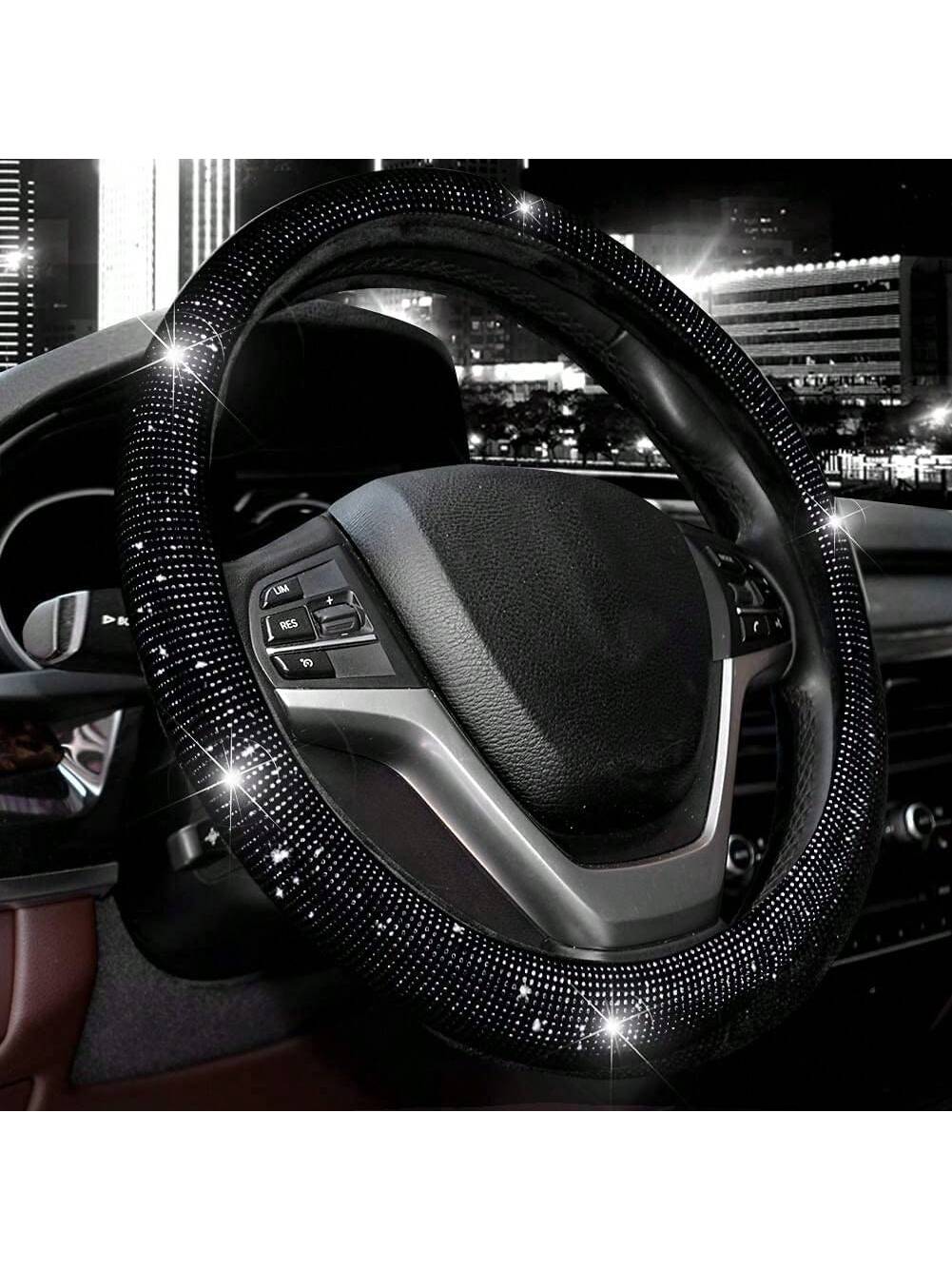 1pc Steering Wheel Cover For Women Men Bling Bling Crystal Diamond Sparkling Car SUV Wheel Protector Universal Fit 15 Inch