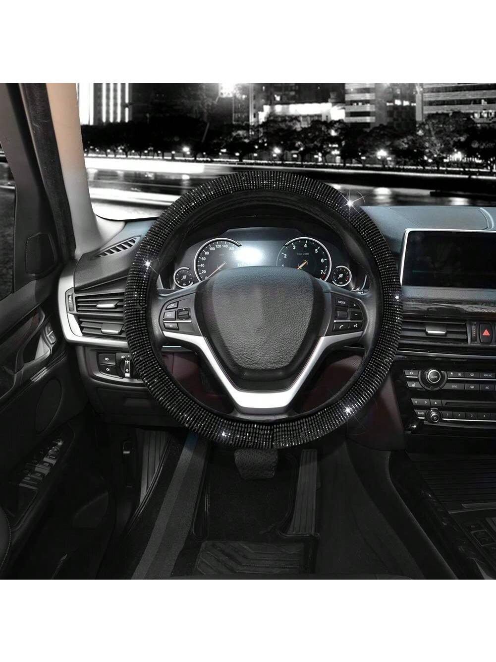 1pc Steering Wheel Cover For Women Men Bling Bling Crystal Diamond Sparkling Car SUV Wheel Protector Universal Fit 15 Inch