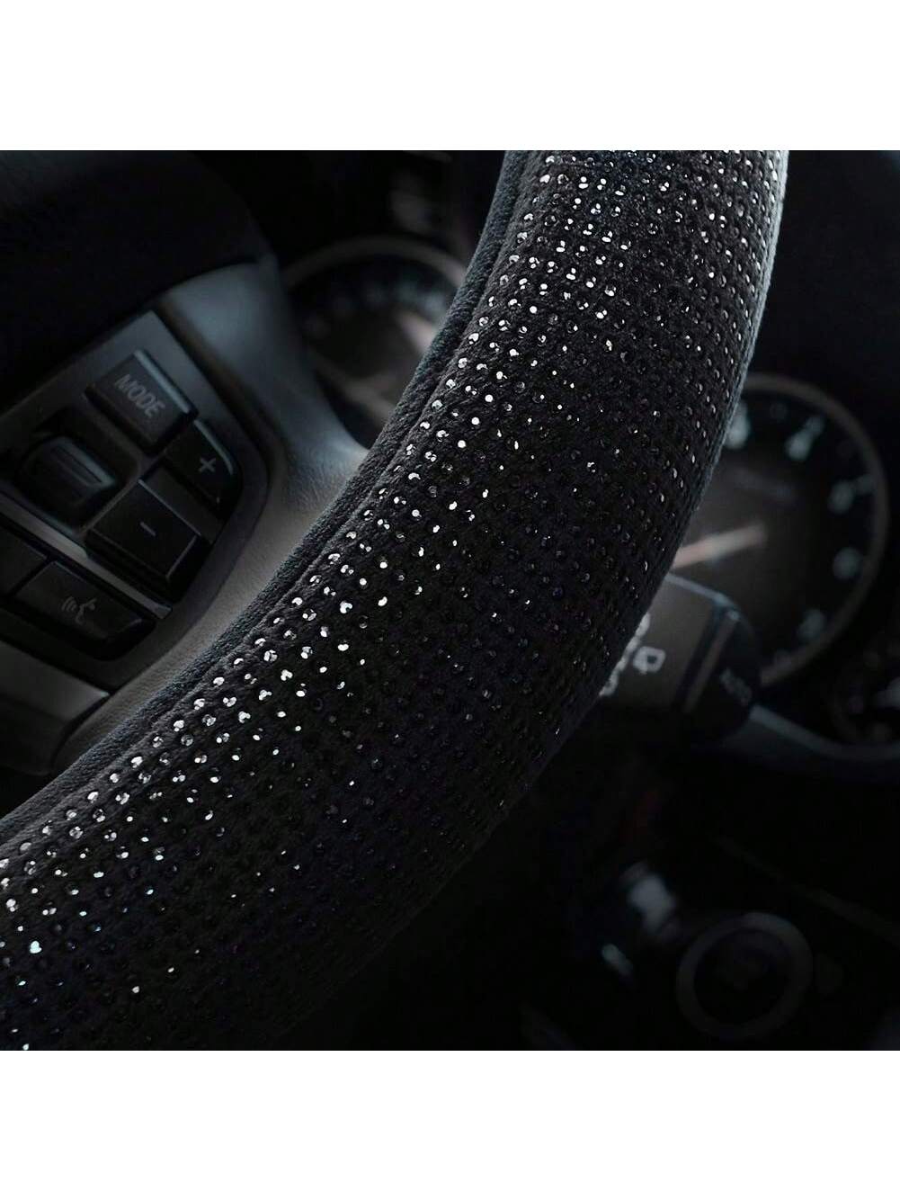 1pc Steering Wheel Cover For Women Men Bling Bling Crystal Diamond Sparkling Car SUV Wheel Protector Universal Fit 15 Inch