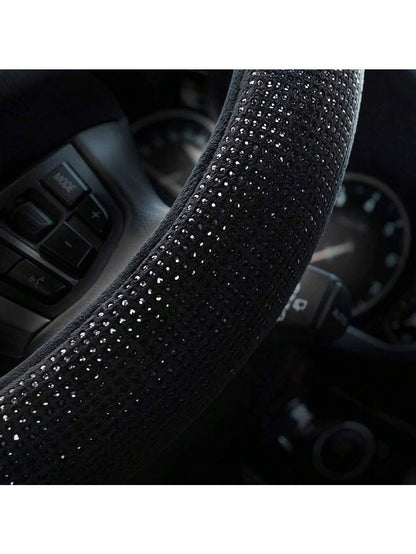 1pc Steering Wheel Cover For Women Men Bling Bling Crystal Diamond Sparkling Car SUV Wheel Protector Universal Fit 15 Inch