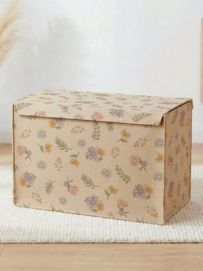 1pc Storage Box, Storage Bin, Organizer Box, Large Capacity Felt Storage Container, Floral Print Design, Baby Room Organization Essential, Easily Store Baby Clothes, Blankets, Bedding, Sundries, Can B
