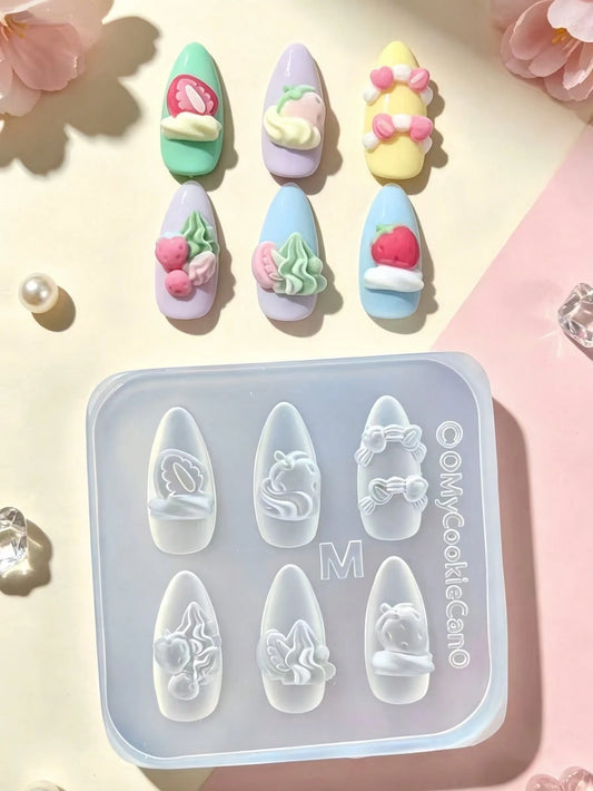 1pc Strawberry Cream Lace 3D French DIY Nail Art Silicone Mold