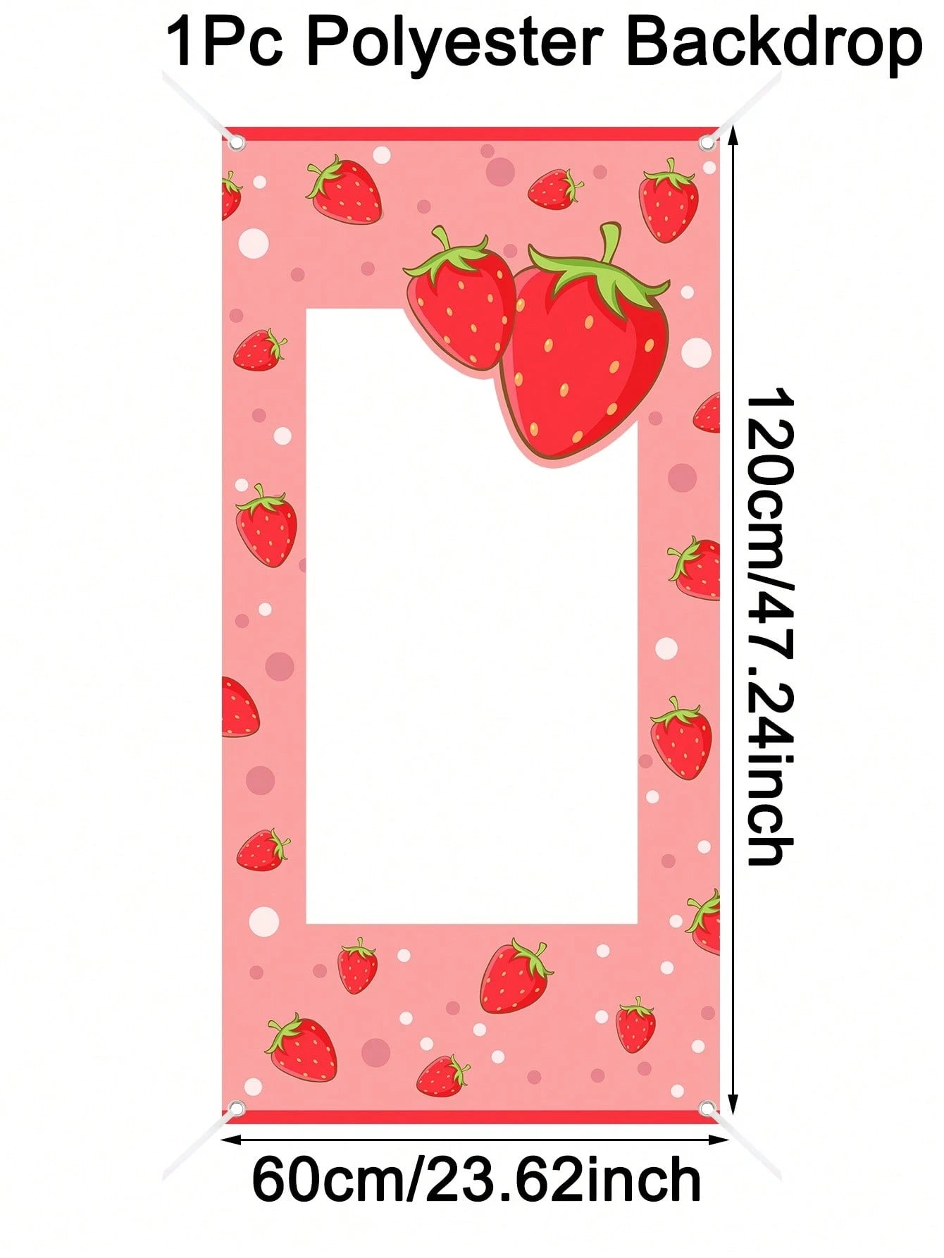 1pc Strawberry Photo Booth Backdrop 120x60cm Polka Dots Photo Booth Frame Girls First Birthday Party Supplies Baby Shower Party Photo Background Decor