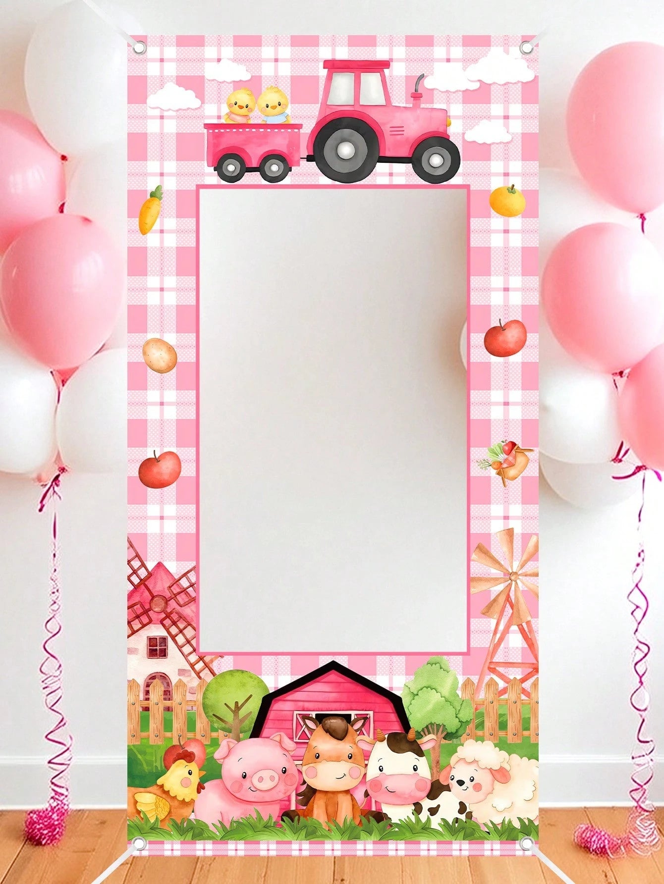 1pc Strawberry Photo Booth Backdrop 120x60cm Polka Dots Photo Booth Frame Girls First Birthday Party Supplies Baby Shower Party Photo Background Decor