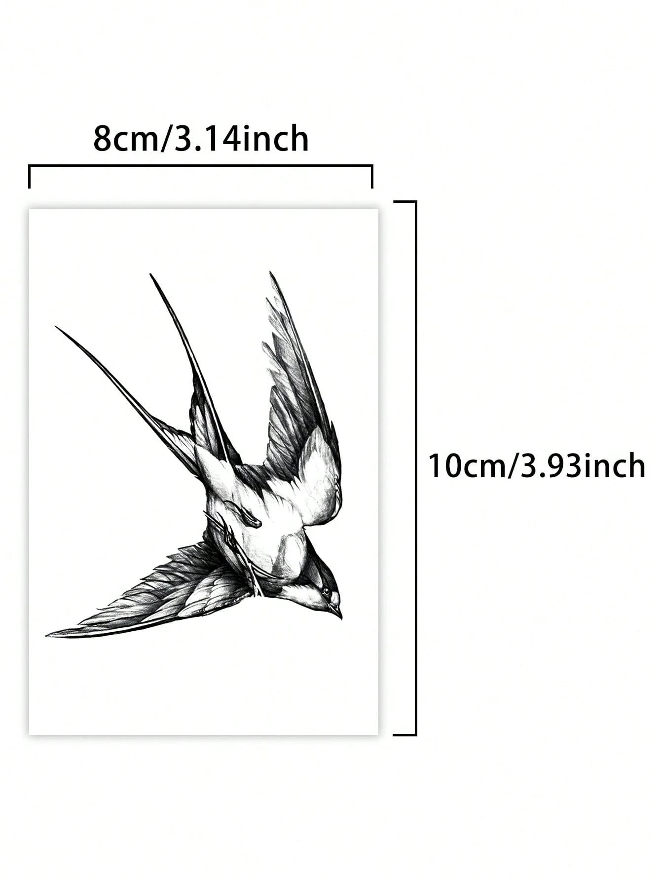 1pc Swallow Temporary Tattoo Sticker, Semi-Permanent, Waterproof & Sweatproof, Lasts 1-2 Weeks, Realistic Herbal Juice, Non-Reflective, Black Faux Tattoo Sticker, Unisex, Applicable To Arms, Chest, Le
