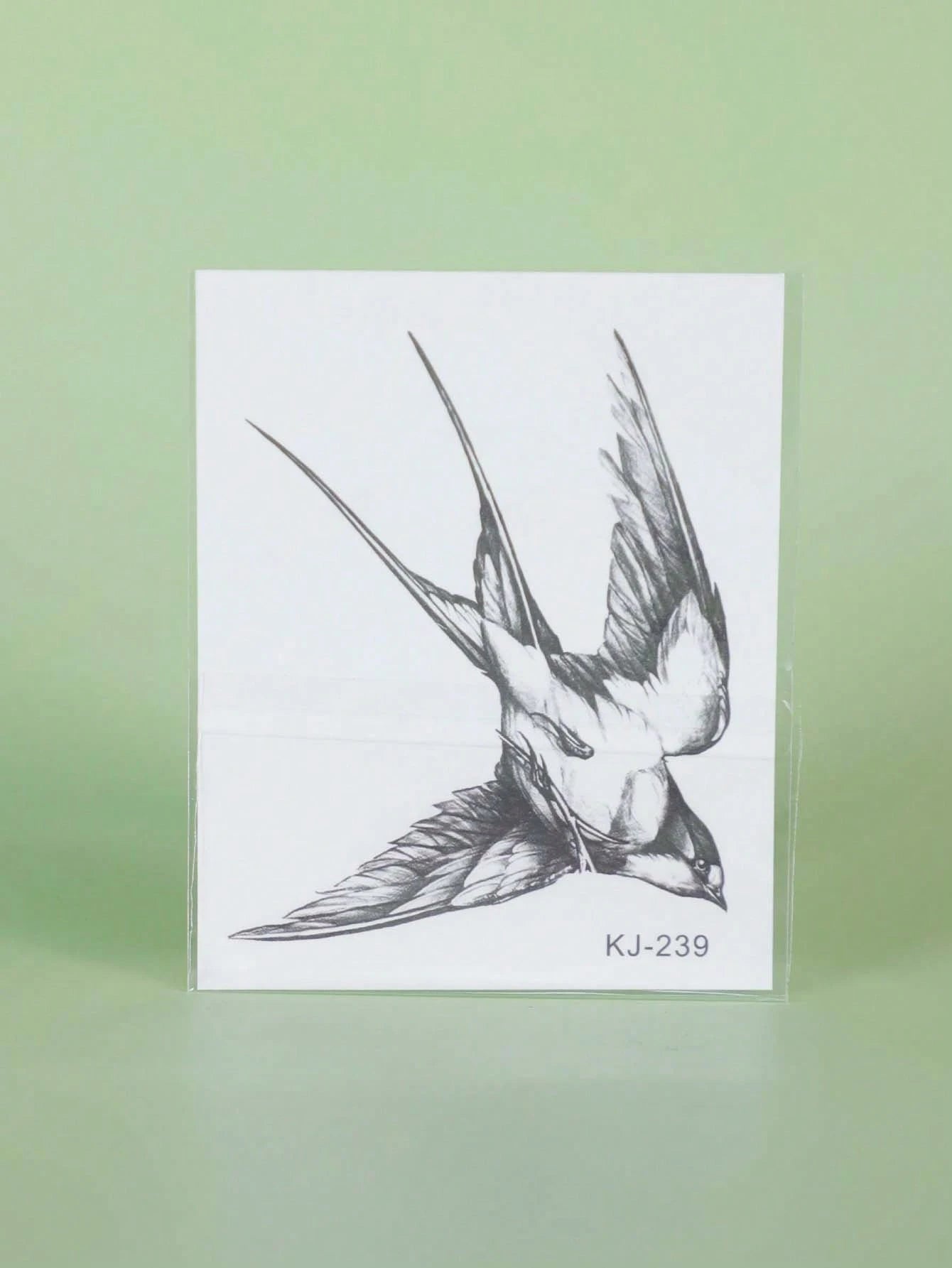 1pc Swallow Temporary Tattoo Sticker, Semi-Permanent, Waterproof & Sweatproof, Lasts 1-2 Weeks, Realistic Herbal Juice, Non-Reflective, Black Faux Tattoo Sticker, Unisex, Applicable To Arms, Chest, Le