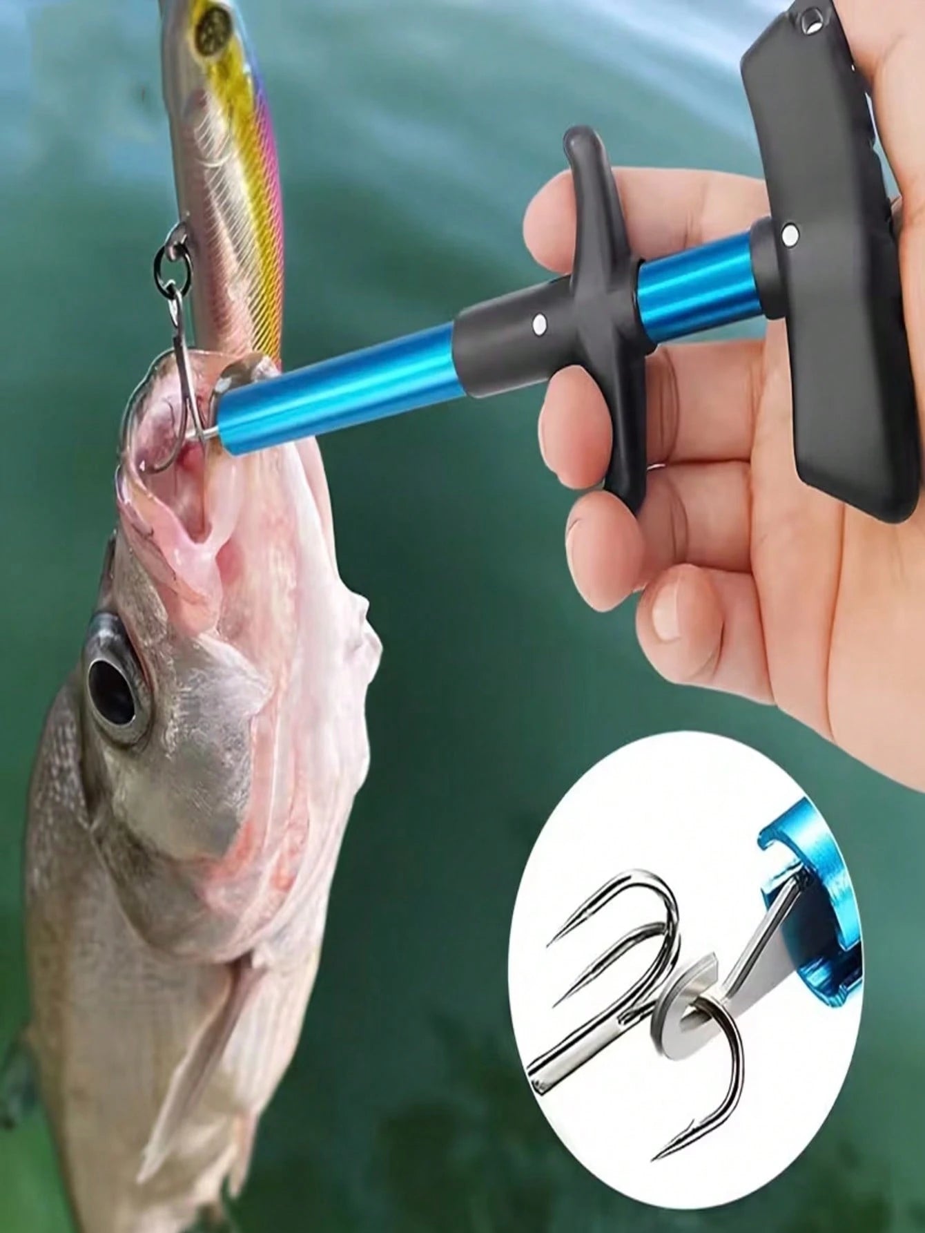 1pc T-Shaped Fish Hook Remover- Aluminum Alloy Fishing Tool With Ergonomic Handle & Blue Handle For Efficient Hook Separation, Ideal For Holiday Gifts (Father'S Day, Christmas, Thanksgiving), Fishing