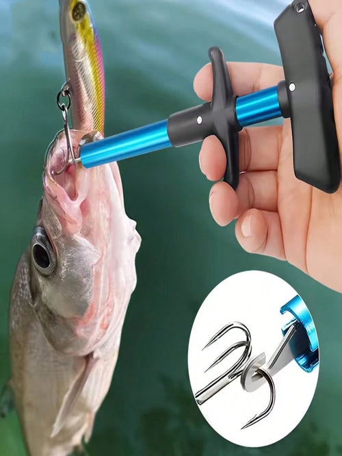 1pc T-Shaped Fish Hook Remover- Aluminum Alloy Fishing Tool With Ergonomic Handle & Blue Handle For Efficient Hook Separation, Ideal For Holiday Gifts (Father'S Day, Christmas, Thanksgiving), Fishing
