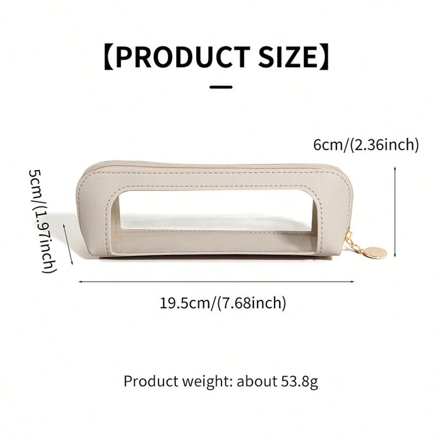 1pc Transparent Makeup Brush Bag, Portable Cosmetic Storage Pouch, Suitable For Daily Travel, Travel Storage Bag, Zipper Storage Bag, Organizer Bag, Multi-Functional Stationery Storage, Zipper Storage
