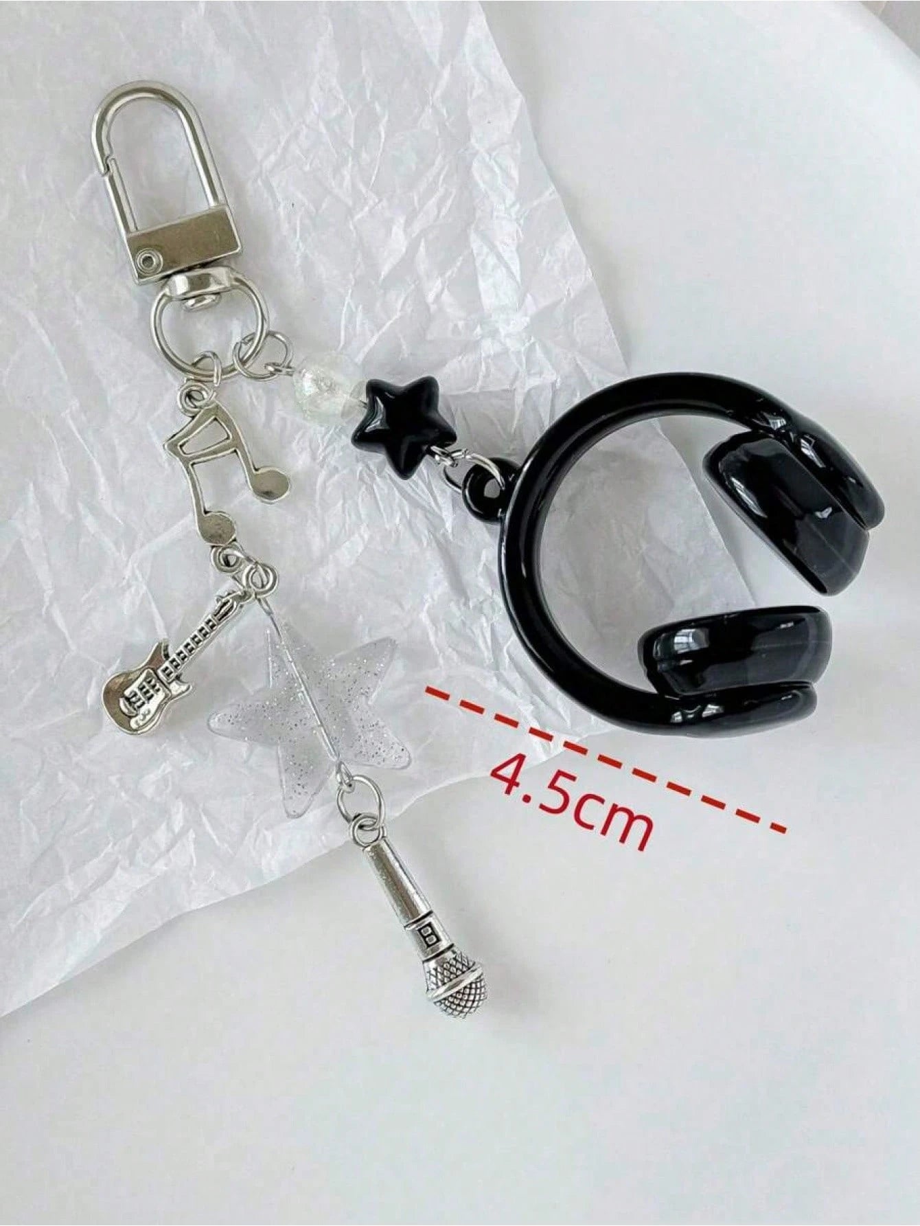 1pc Unisex INS Style Music Earphone Keychain, Creative Mini Microphone Guitar Note Keyring, Unique Phone Strap, Car Key Chain, Bag Charm, Pendant And Chain, Cute, Music Festival Music Lover Gift, Car