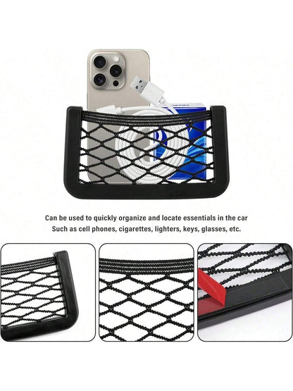 1pc Universal Car & RV Adhesive Storage Net- Phone Holder & Extra Space Organizer- Easy Installation, Durable, Fits All Vehicles, Sizes: 8cm*15cm, 8cm*20cm, 11cm*30cm
