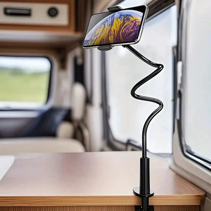 1pc Upgraded 360° Rotating Phone Holder, Spiral Base/Clip Base Flexible Stand, Bed Headboard Phone & Tablet Holder, Suitable For Bed, Cruise Ship, Wheelchair- Supports Phone, Kindle And Other Devices