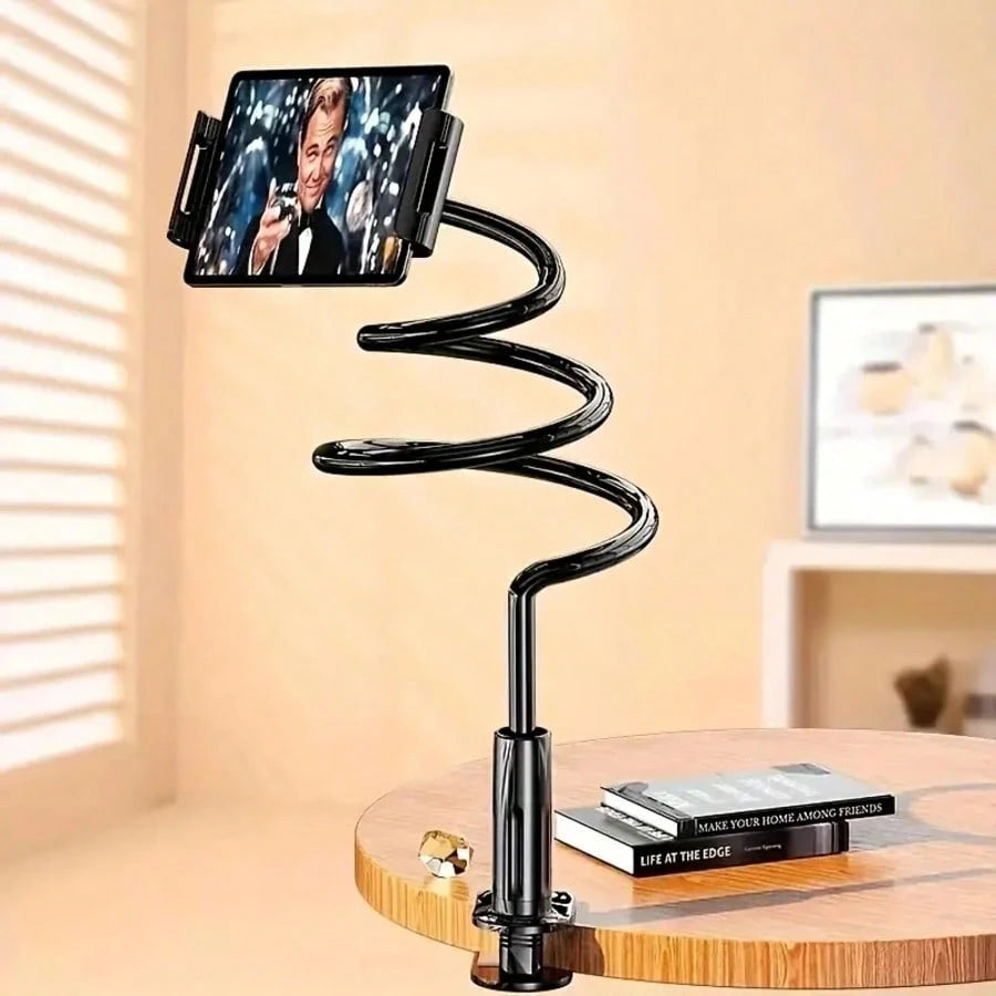 1pc Upgraded 360° Rotating Phone Holder, Spiral Base/Clip Base Flexible Stand, Bed Headboard Phone & Tablet Holder, Suitable For Bed, Cruise Ship, Wheelchair- Supports Phone, Kindle And Other Devices