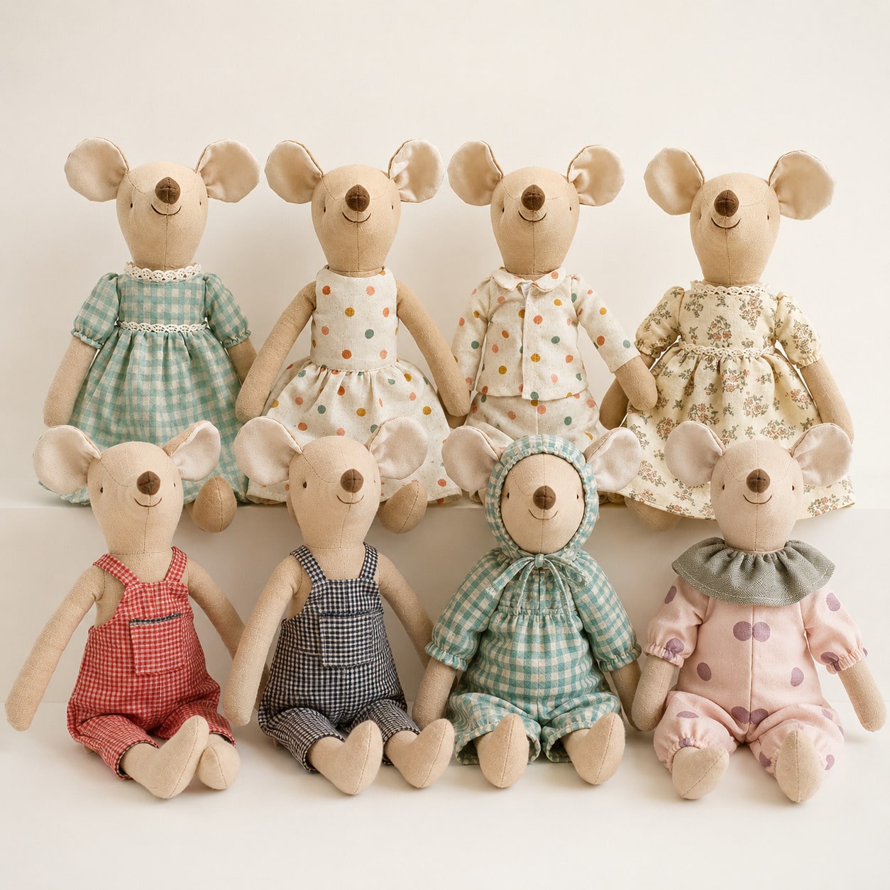 1pc Vintage Handmade Plush Mouse Doll, Cute Stuffed Mouse Doll, Suitable For Nursery Decor, Baby Shower, Kids Room Decoration
