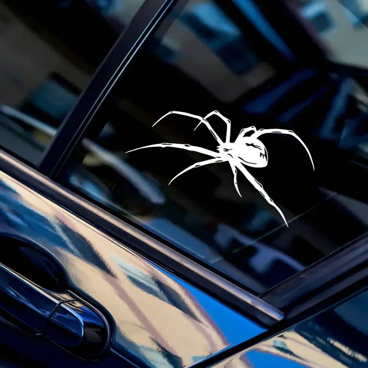1pc- Vinyl Spider Car Sticker, Waterproof Warning Sticker, Suitable For Vehicle Doors And Windows, Durable Adhesive Car Decoration, Halloween Sticker